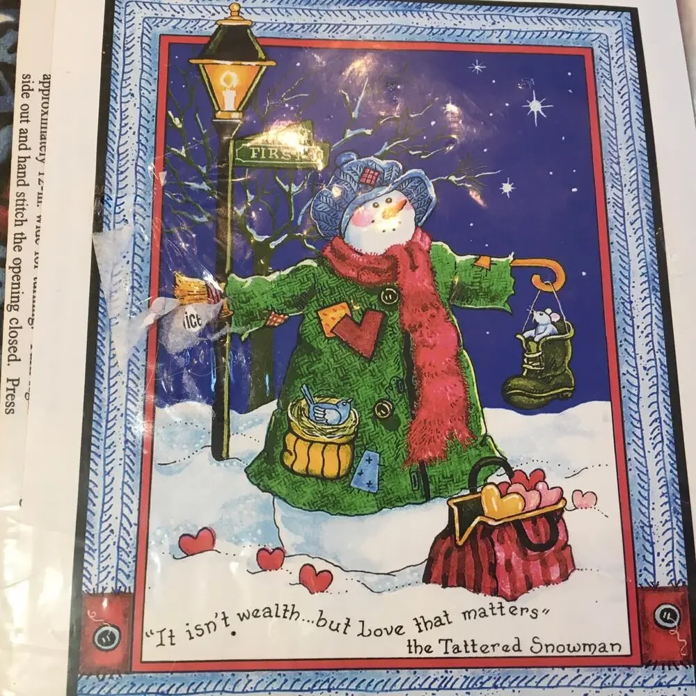 Vintage Herrschners Christmas Snowman Love That Matters Wall Hanging Craft Kit